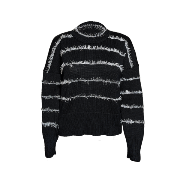 Damen Merino Wollpullover mit flauschigem Silbergarn