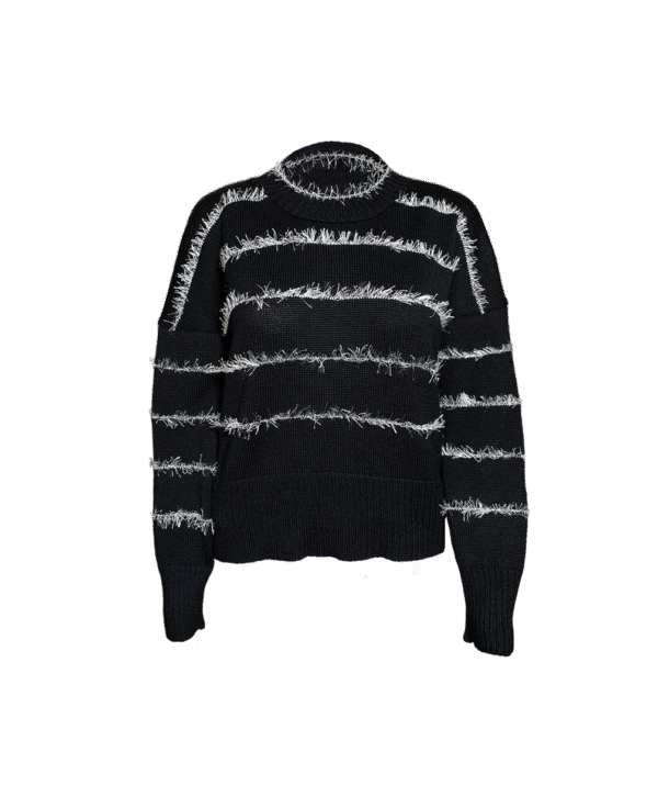 Damen Merino Wollpullover mit flauschigem Silbergarn