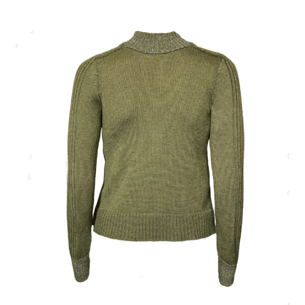 Merino-Pullover in Grün mit Silber-Details