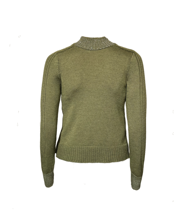 Merino-Pullover in Grün mit Silber-Details