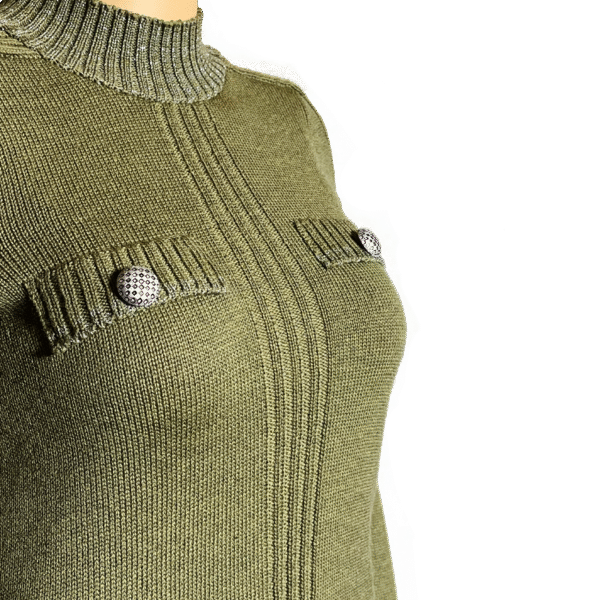 Merino-Pullover in Grün mit Silber-Details