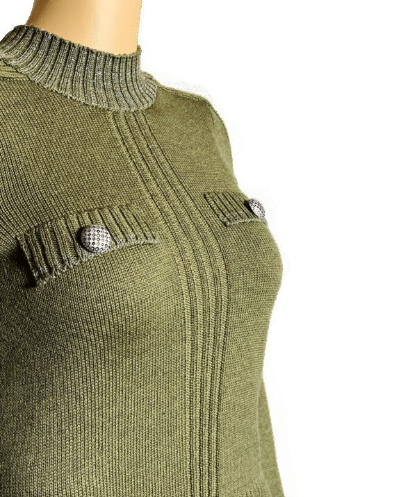 Merino-Pullover in Grün mit Silber-Details