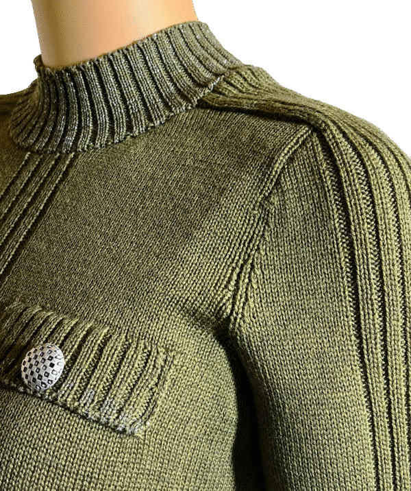 Merino-Pullover in Grün mit Silber-Details