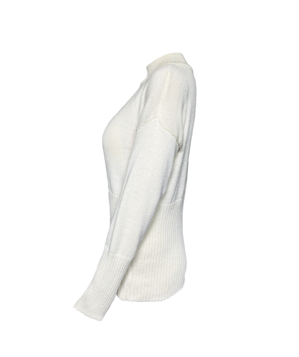 Creme Merino Wollpullover mit Rippen-Detail