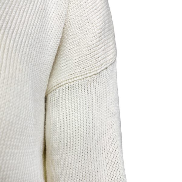 Creme Merino Wollpullover mit Rippen-Detail