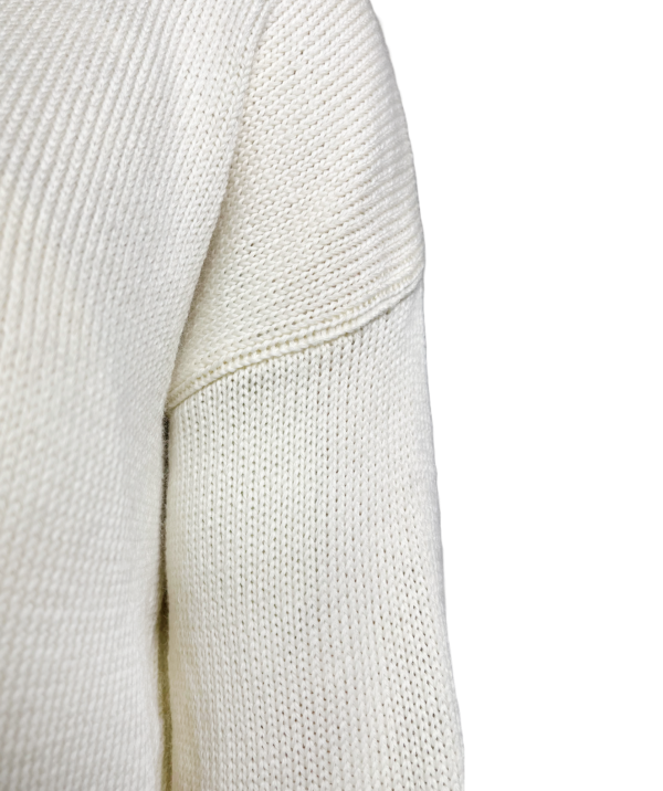 Creme Merino Wollpullover mit Rippen-Detail