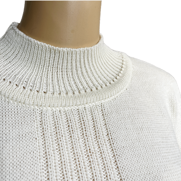 Creme Merino Wollpullover mit Rippen-Detail