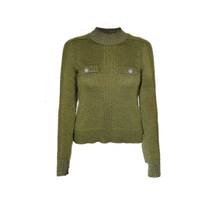 Merino-Pullover in Grün mit Silber-Details