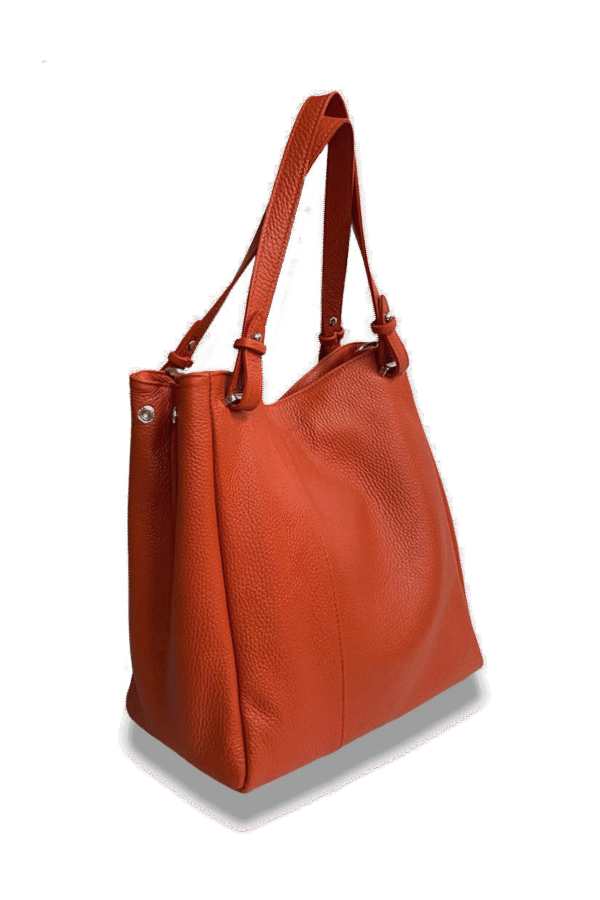 Fiore Arancione Tote -Tasche aus echtem Leder
