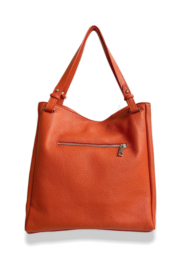 Fiore Arancione Tote -Tasche aus echtem Leder