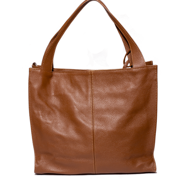 Braune Ledertasche mit Mittelnaht, Innenfach & Mitteltasche