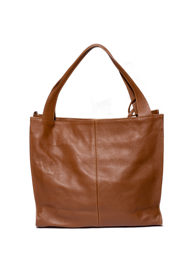 Braune Ledertasche mit Mittelnaht, Innenfach & Mitteltasche