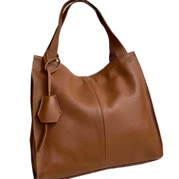 Braune Ledertasche mit Mittelnaht, Innenfach & Mitteltasche