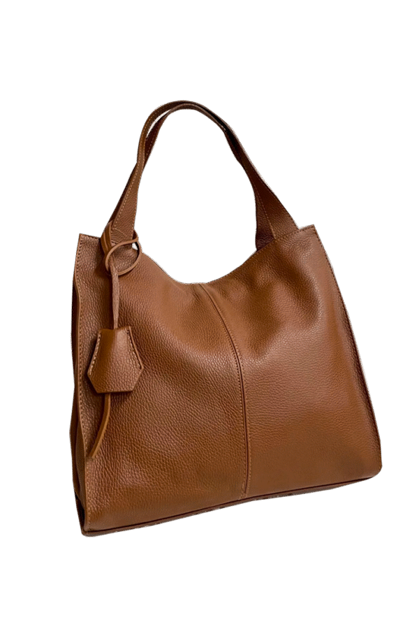 Braune Ledertasche mit Mittelnaht, Innenfach & Mitteltasche