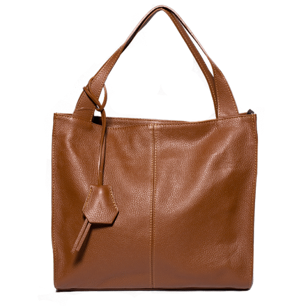Braune Ledertasche mit Mittelnaht, Innenfach & Mitteltasche