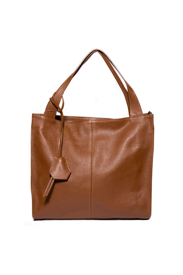 Braune Ledertasche mit Mittelnaht, Innenfach & Mitteltasche