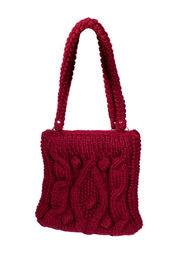 Handgestrickte Schultertasche im kuscheligen Winter-Look