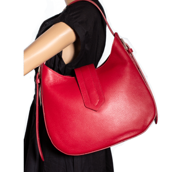 Scarlet Elegance – Rote Ledertasche mit  Doppelverschluss