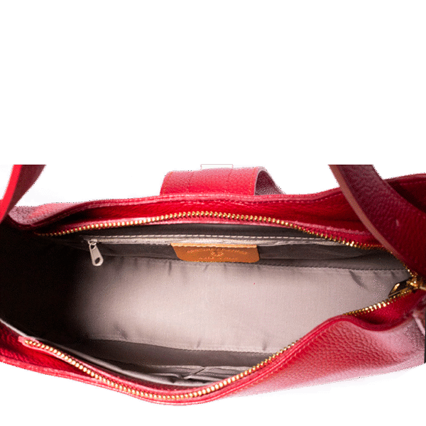 Scarlet Elegance – Rote Ledertasche mit  Doppelverschluss
