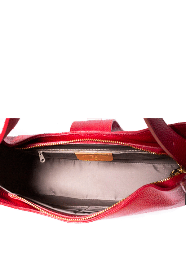 Scarlet Elegance – Rote Ledertasche mit  Doppelverschluss